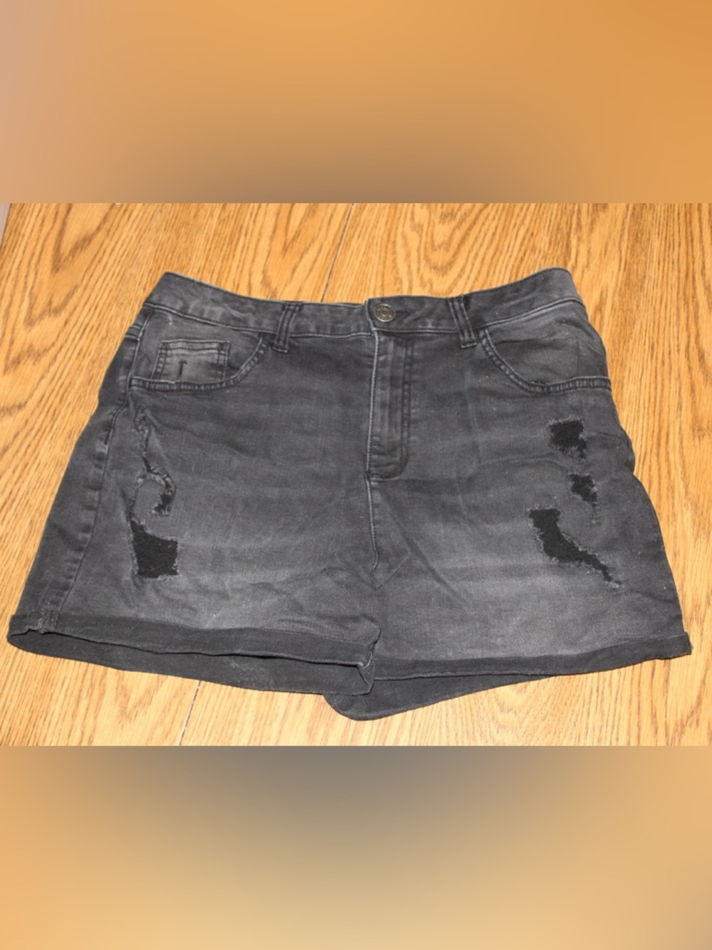 Black Distressed Girls’ Denim Shorts